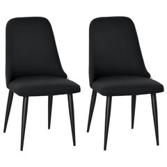 Modern Dining Chair Set of 2, Fabric Upholstered Side Chairs for Kitchen Living Room with Metal Legs, Black