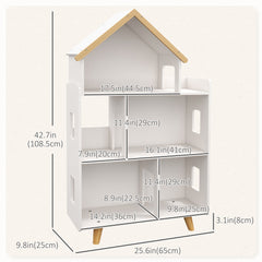 Toy Storage Organizer Cabinet, 3-Tier Kids Bookshelf for Playroom, Kids Room, Nursery, Kindergarten, White