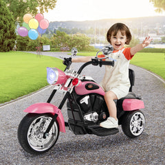 6V 3 Wheel Kids Ride On Chopper Motorcycle with Rear View Mirrors and Brake Pedal, Pink