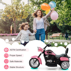 6V 3 Wheel Kids Ride On Chopper Motorcycle with Rear View Mirrors and Brake Pedal, Pink