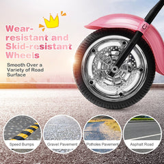 6V 3 Wheel Kids Ride On Chopper Motorcycle with Rear View Mirrors and Brake Pedal, Pink