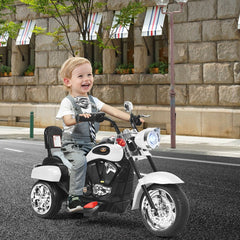 6V 3 Wheel Kids Ride On Chopper Motorcycle with Music, Horn and Starting Sound, White
