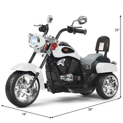 6V 3 Wheel Kids Ride On Chopper Motorcycle with Music, Horn and Starting Sound, White