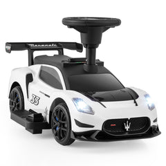 6V Licensed Maserati Toddler Ride On Push Car with Anti Roll Baffle and Under Seat Storage, White