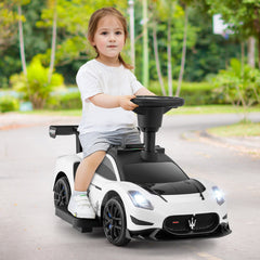 6V Licensed Maserati Toddler Ride On Push Car with Anti Roll Baffle and Under Seat Storage, White