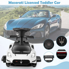6V Licensed Maserati Toddler Ride On Push Car with Anti Roll Baffle and Under Seat Storage, White