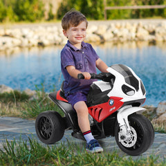 6V Licensed BMW 3 Wheel Kids Ride On Motorcycle with LED Headlights and Music, Red
