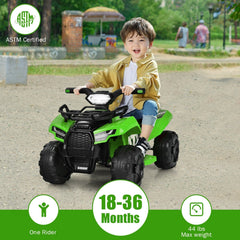 6V Kids Ride On ATV Quad with Front Storage Box and 40 Minute Run Time, Green