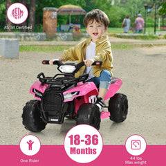6V Kids Ride On ATV Quad with LED Headlight, Horn and MP3 Input, Pink
