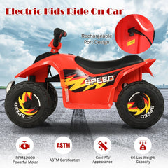 6V Kids Electric Ride On ATV Quad with Forward and Reverse and 66 lb Capacity, Red
