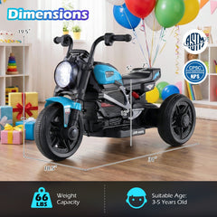 6V 3 Wheel Kids Electric Motorcycle with 22W Motor and Reverse Switch, Blue
