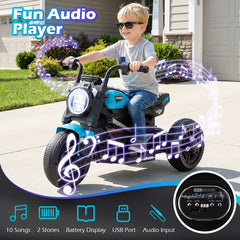 6V 3 Wheel Kids Electric Motorcycle with 22W Motor and Reverse Switch, Blue