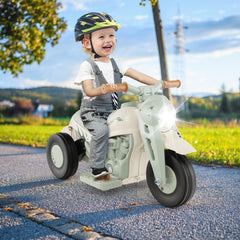 6V 3 Wheel Kids Ride On Motorcycle with Bubble Maker and LED Headlight, Beige