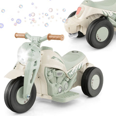 6V 3 Wheel Kids Ride On Motorcycle with Bubble Maker and LED Headlight, Beige