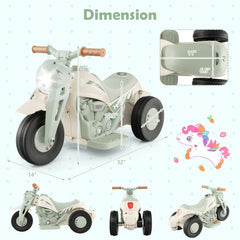 6V 3 Wheel Kids Ride On Motorcycle with Bubble Maker and LED Headlight, Beige
