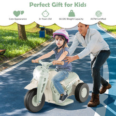 6V 3 Wheel Kids Ride On Motorcycle with Bubble Maker and LED Headlight, Beige