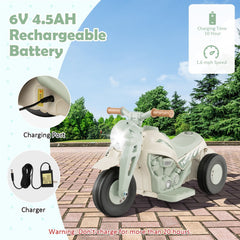 6V 3 Wheel Kids Ride On Motorcycle with Bubble Maker and LED Headlight, Beige