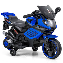 6V Kids Ride On Motorcycle with Detachable Training Wheels and 15W Motor, Navy