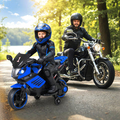 6V Kids Ride On Motorcycle with Detachable Training Wheels and 15W Motor, Navy