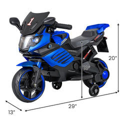 6V Kids Ride On Motorcycle with Detachable Training Wheels and 15W Motor, Navy