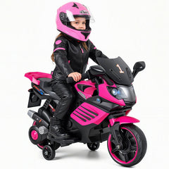 6V Kids Ride On Motorcycle with Horn, Music, Volume and Battery Indicator, Pink