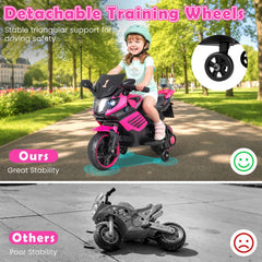 6V Kids Ride On Motorcycle with Horn, Music, Volume and Battery Indicator, Pink