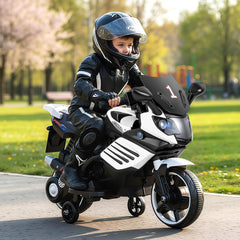 6V Kids Ride On Motorcycle with Anti Slip Wheels and Five Surface Range, White