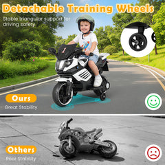 6V Kids Ride On Motorcycle with Anti Slip Wheels and Five Surface Range, White
