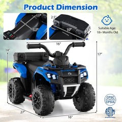 6V Kids Ride On ATV with Water Spray Function and Lidded Storage Box, Blue