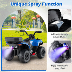 6V Kids Ride On ATV with Water Spray Function and Lidded Storage Box, Blue