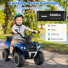 6V Kids Ride On ATV with Water Spray Function and Lidded Storage Box, Blue