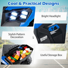 6V Kids Ride On ATV with Water Spray Function and Lidded Storage Box, Blue