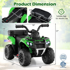 6V Kids Ride On ATV with Spray Function, Three Songs and Volume Control, Green