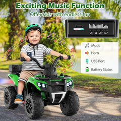 6V Kids Ride On ATV with Spray Function, Three Songs and Volume Control, Green