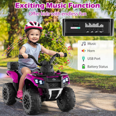 6V Kids Ride On ATV with Spray Function, Bright Headlight and Foot Pad, Pink