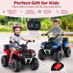 6V Kids Ride On ATV with Spray Function, USB Music and Battery Indicator, Red