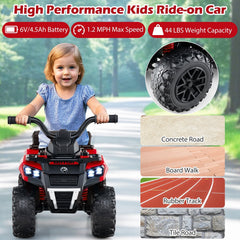 6V Kids Ride On ATV with Spray Function, USB Music and Battery Indicator, Red