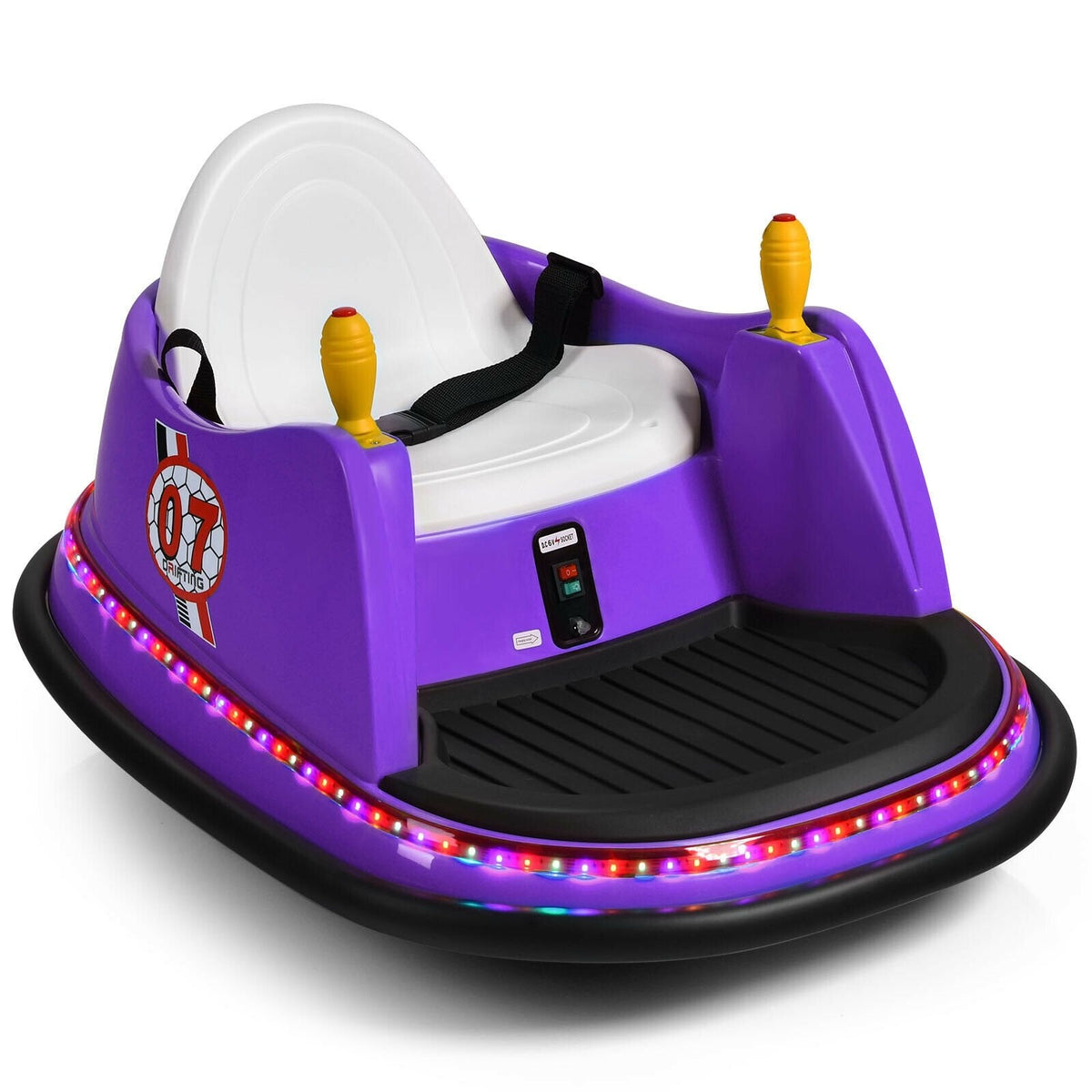 Kids Ride On Bumper Car with 360 Degree Joystick Steering, Universal Wheel, Light Ring and Parent Remote, Ages 2 to 5, Purple
