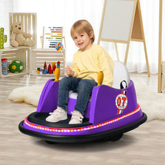 Kids Ride On Bumper Car with 360 Degree Joystick Steering, Universal Wheel, Light Ring and Parent Remote, Ages 2 to 5, Purple