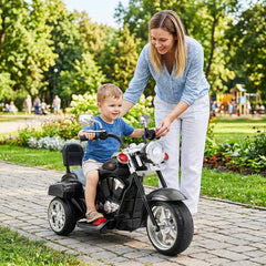 6V 3 Wheel Toddler Chopper Motorbike with 18W Motor and 80 Degree Adjustable Headlight, Black