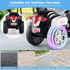 6V 3 Wheel Toddler Chopper Motorbike in Police Livery with Adjustable Headlight, Black and White
