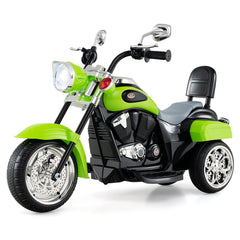 6V 3 Wheel Toddler Chopper Motorbike with Wide Saddle, Backrest and Mirrors, Green