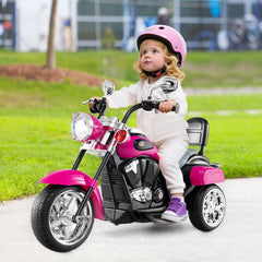 6V 3 Wheel Toddler Chopper Motorbike with Safety Reflectors and 11.5 Inch Saddle Height, Hot Pink