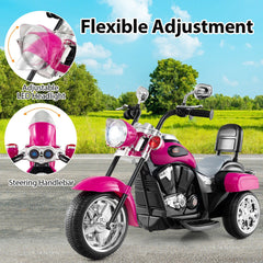 6V 3 Wheel Toddler Chopper Motorbike with Safety Reflectors and 11.5 Inch Saddle Height, Hot Pink