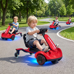 6V Kids Ride On Drift Kart with Auxiliary Anti Tip Wheels and 6.5 Inch Drive Wheel, Red