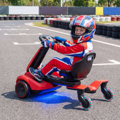 6V Kids Ride On Drift Kart with Auxiliary Anti Tip Wheels and 6.5 Inch Drive Wheel, Red