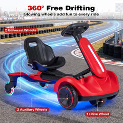 6V Kids Ride On Drift Kart with Auxiliary Anti Tip Wheels and 6.5 Inch Drive Wheel, Red