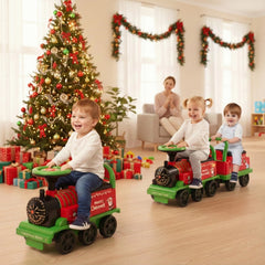 6V Kids Ride On Train Bundle: 16 Piece Track Train Plus 2 Seater Train with Carriage