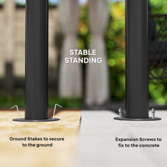 10' x 10' Outdoor Hardtop Gazebo Canopy w/ Double PC Roof, Steel Frame, Nettings, Curtains for Garden Lawn Deck, Black