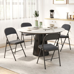 4 Pack Folding Chairs with Padded Seats, Velvet Portable Party Chairs with Steel Frame, Beige